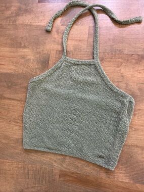 Hollister Women’s Knit Halter Crop Top - Olive Green